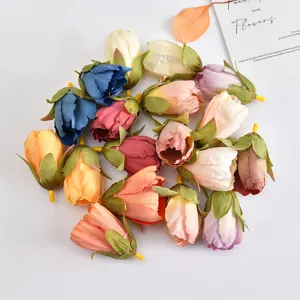 Assorted artificial flower heads colorful tulip buds for DIY wedding hair accessories decor craft