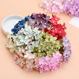 Artificial Hydrangea Flower Heads Silk Fake Flowers DIY Floral Material For Wedding Party Home Decor
