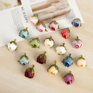European Retro Artificial Rose Flower Heads DIY Handmade Silk Flower Buds For Home Wedding Party Floral Decoration Accessories