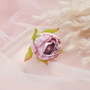 Artificial peony flower head pink decorative fake flower for DIY home wedding decor detail