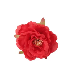 Artificial red peony flower head silk fabric for wedding party home decoration DIY crafts 1pc