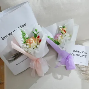 Mini Seifenblume Rosenstrauch Geschenkbox Künstliche Blumen Kleine Blumenstrauch Für Frauen Geburtstag Party Heimdekoration