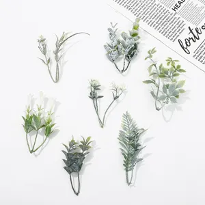 Artificial Greenery Plants Plastic Fern Leaves Fake Foliage Stems For DIY Crafts Home Indoor Room Wedding Decor