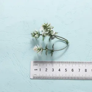 Detailed view of artificial green plant foliage showing realistic texture and size reference.