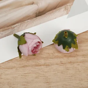 Artificial rose bud detail, pink silk flower head for DIY craft and home decoration