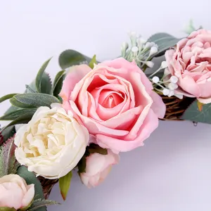 Artificial rose flower wreath home decor hanging ornament for wedding party wall decoration