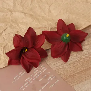 Dunkelrote künstliche Blumenköpfe, Stoff DIY Bastelzubehör für handgemachten Haarschmuck.