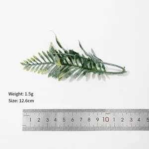 Artificial fern leaf plastic green plant DIY handmade floral decor accessory detail view
