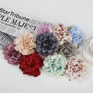 Artificial silk peony flower heads for DIY home decor, vintage color floral arrangement