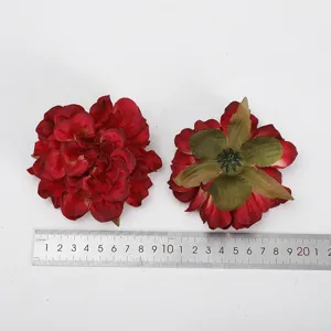 Artificial red peony flower heads silk fabric for DIY home decor floral arrangements craft