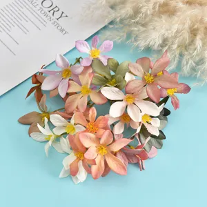 Artificial silk flower heads for DIY crafts, mixed colors floral decoration materials