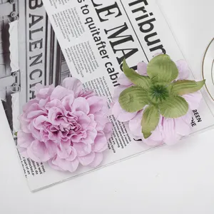Artificial peony flower head, light purple silk fabric floral decor for DIY home craft.