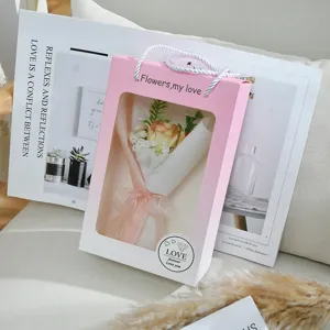 Mini Seifenrosen Blumenstrauß Geschenktüte in Rosa perfekt für Frauen Geburtstag Geschenk