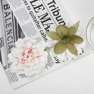 Artificial peony flower heads silk fabric pink floral arrangement home decor DIY craft detail