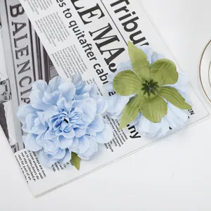 Blue artificial silk peony flower heads detail view, perfect for DIY crafts and home decor.