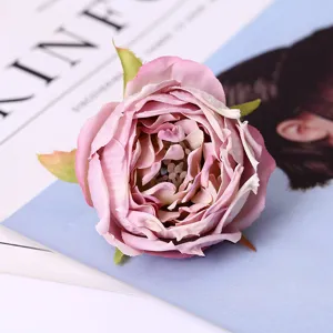 Artificial rose flower head for home decor, wedding silk flower photography props and crafts.