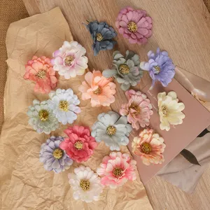 Artificial daisy flower heads multi-layer fabric flowers for DIY crafts headwear home wedding decor