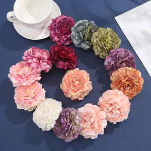 Artificial Peony Flower Heads Satin Chiffon Burned Edge Fabric Flowers For Hair Accessories Apparel Hat Floral DIY Crafts Decoration