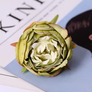 Artificial rose flower head home decor silk floral photography prop dining table decoration