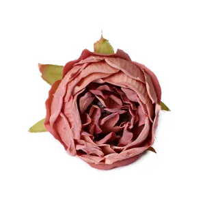 Artificial rose flower head for home decor, wedding silk flower photography prop, pink.