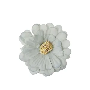 Artificial fabric daisy flower head for DIY hair accessories, hats, clothes, and wedding decor.