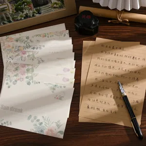 Set de papel de carta y sobres florales retro, papelería romántica ideal para regalos.