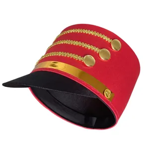 Sombrero rojo de cascanueces para desfile militar y actuaciones de disfraces fiesta