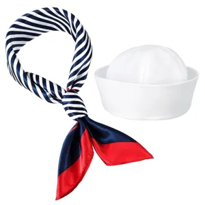 Matrosenhut und gestreiftes Tuch Set für Kostüm, Party, Cosplay und Marine Stil.