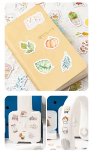 Ensemble d'autocollants decoratifs, design puzzle de vie mignon journal collage papeterie.
