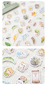 Boîte d'autocollants mignons animaux plantes pour décoration de journal intime loisirs