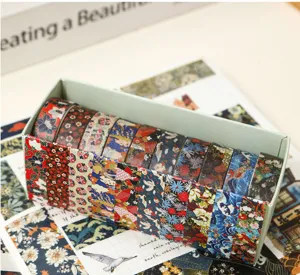 Vintage σετ διακοσμητικής ταινίας washi με floral σχέδιο για ημερολόγιο και scrapbook.