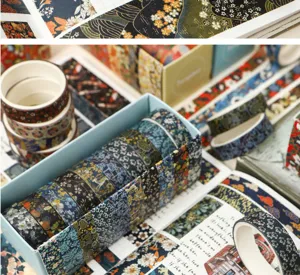 Vintage floral washi tape set διακοσμητικες αυτοκολλητες ταινιες για diy ημερολογια και