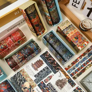 Vintage σετ ταινίας Washi για ημερολόγιο DIY, διακοσμητικές λουλουδάτες αυτοκόλλητες ταινίες.