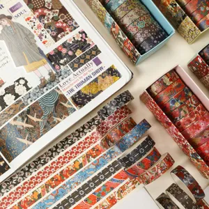 Vintage ιαπωνικό σετ ταινίας washi για ημερολόγιο, scrapbooking και διακόσμηση DIY.