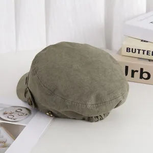Casquette militaire plate vintage et delavee pour hommes et femmes, chapeau de style casual.