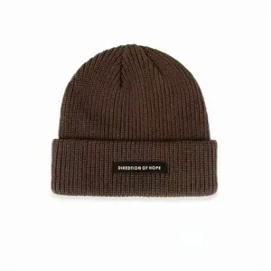 Winter warm knit beanie hat for men and women, casual thick slouchy knitted cold cap.