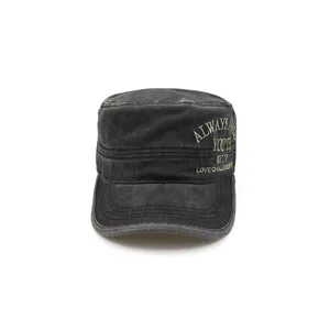 Vintage gewassen verweerde platte militaire cadetpet voor heren en vrouwen, casual katoenen pet.