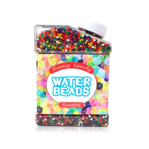 Bunte Wasserperlen in der Flasche, ideal für Kinderspielzeug, Basteln und Dekoration.