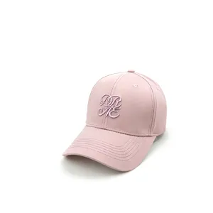 Pink cotton soft top baseball cap detail showing 3d embroidery design for casual daily wear