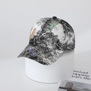 Stylish rhinestone dragonfly baseball cap with unique tie-dye design for casual outdoor wear.