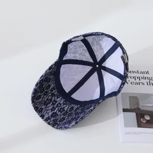 Casquette de baseball en dentelle bleu marine pour femmes, chapeau de soleil fleuri pour le quotidien.