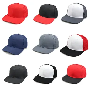 Atmungsaktiv Schnelltrocknend Flache Krempe Hip Hop Hut Für Herren Damen Patchwork Mesh Outdoor Sonnenschutz Street Style Snapback Baseball Kappe