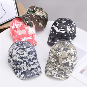 Berretto da Baseball Mimetico con Strass da Donna Cappello Camo Decorazione Stella Moda Protezione Solare Casual Regolabile
