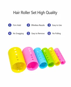Plastic hair rollers set colorful curling cylinders self grip hair curlers styling tools