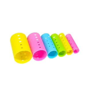 Colorful plastic hair rollers set with breathable holes for bangs and curls styling.