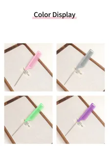 Detailed view of professional hair styling tail comb with stainless steel pin in vibrant colors.