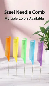Professional rat tail hair comb set with stainless steel pin for salon styling and coloring.