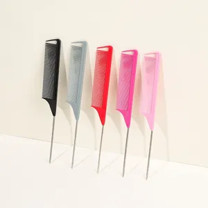 Professional Salon Hair Coloring Highlight Comb Stainless Steel Pin Tail Hairdressing Styling Combs
