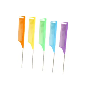 Professional hair styling tail comb set with stainless steel pin for salon highlighting and parting