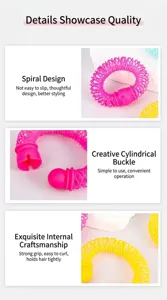 Plastic donut hair roller detail shot, mesh design with round buckle for easy styling.
